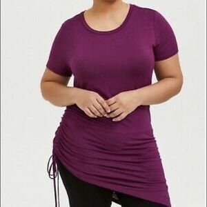 Torrid Purple Super Soft Cinched Tie Side Tunic Shirt Size 00